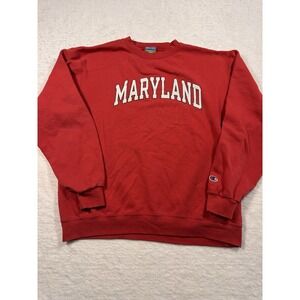 Champion Eco Fleece Maryland Sweatshirt Mens Large Red Crewneck Collegiate L